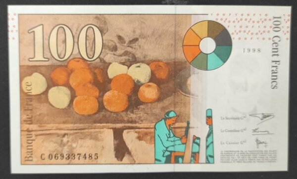 france billet de 100 francs cézanne de 1998 ref : f.74/02 neuf ( unc ) (copie)