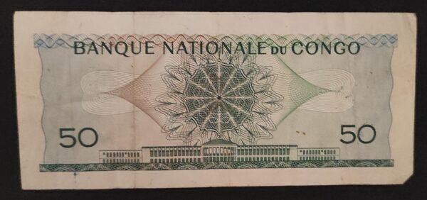 rare congo billet 50 francs du 01/11/1961 pick 5 tb a6 lion paysage