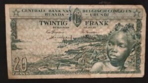 rare congo belge billet de 20 francs du 15/04/1957 pick 31