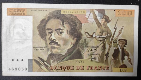 france billet de 100 francs delacroix 1978 d.3 ref : f.69/01b
