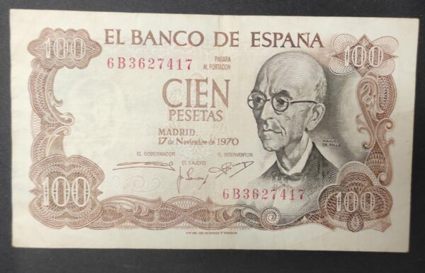 espagne billet de 100 pesetas du 17/11/1970 pick 152 (copie)