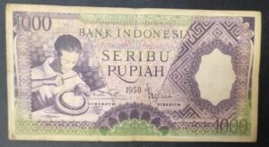 indonésie billet de 1000 roupies de 1958 maison traditionnel minangkabau pick 62 (copie)