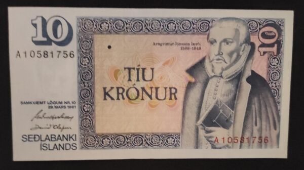 islande billet de 10 kronur du 29/03/1961 pick 48 sup !