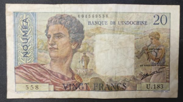nouvelle calédonie 20 francs " nouméa " jeune berger banque de l'indochine v.182 (copie)