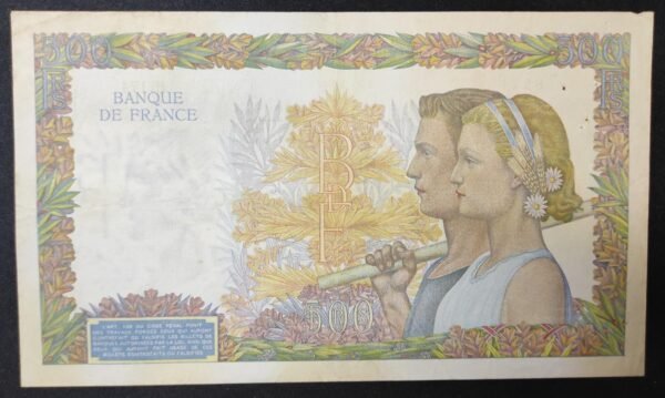 france billet de 500 francs la paix du 09/04/1942 a.5821 ref : f.32/02