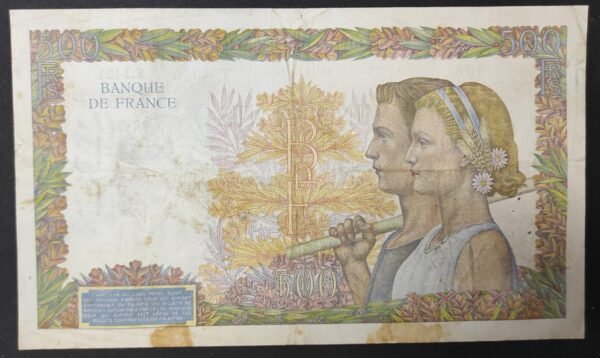 france billet de 500 francs la paix du 28/11/1940 h.174 ref : f.32/09