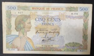 france billet de 500 francs la paix du 09/04/1942 a.5821 ref : f.32/02