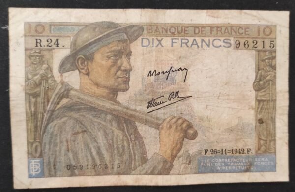 france billet de 10 francs mineur du 26/11/1942 r.24 ref : f.08/04