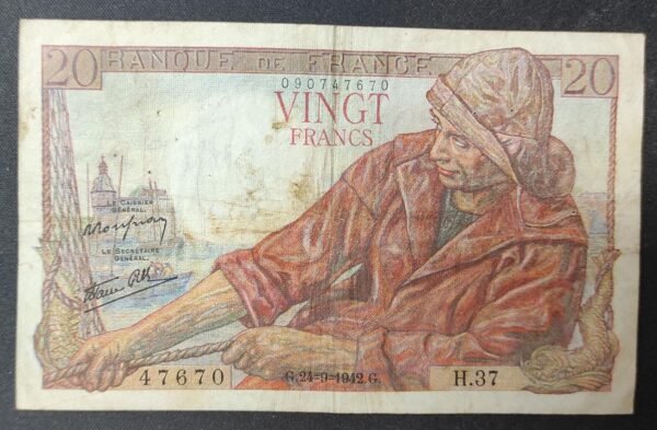 france billet de 20 francs pécheur du 21/05/1942 f.22 ref : f.13/02 (copie)
