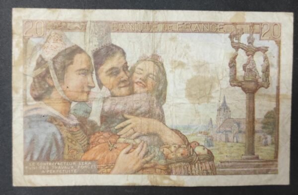 france billet de 20 francs pécheur du 15/04/1943 h.90 ref : f.13/06