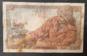 france billet de 20 francs pécheur du 05/11/1942 n.60 ref : f.13/04 (copie)
