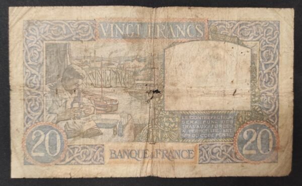 rare france billet de 20 francs travail et science n.35 du 07/12/1939 f.12/01 !