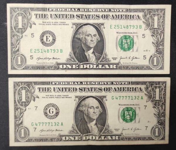 etats unis d'amérique usa 2 x 1 dollar 2021 g (7) chicagoe ( 5 ) richmond