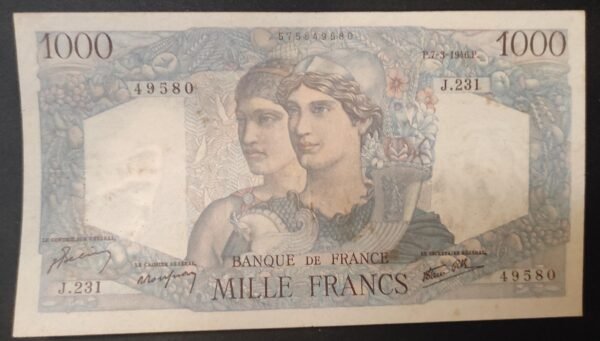 france billet de 1000 francs minerve du 07/03/1946 j.231 ref f.41/12