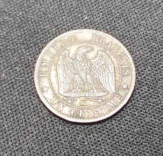 france rare 1 centime napoléon iii tète laurée 1861 k