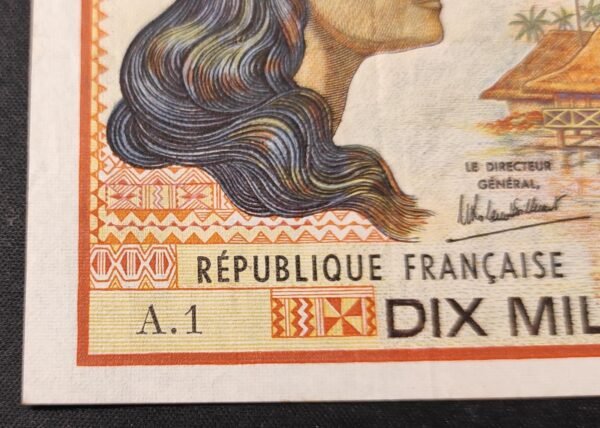 exceptionnel territoire français du pacifique billet de 10 000 francs ( ieom ) a.1 de 1985 !