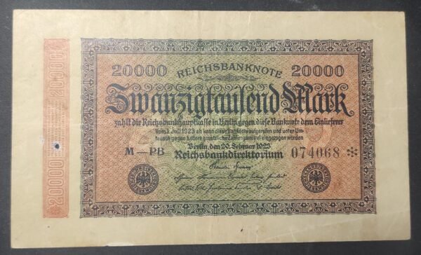allemagne billet de 20 000 mark 1923