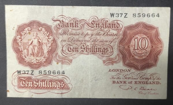 angleterre england billet de 10 shilling 1955 pick 368c