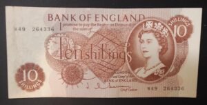 angleterre england billet de 10 shilling elisabeth 2 ttb+