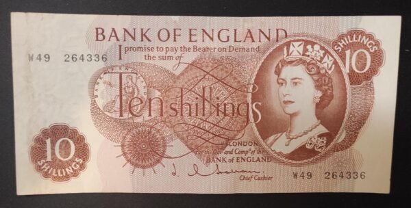 angleterre england billet de 10 shilling elisabeth 2 ttb+