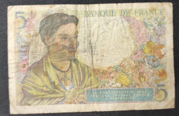 france billets de 5 francs berger du 22/07/1943 v.27 ref : f.05/02