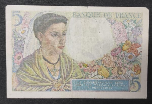 france billets de 5 francs berger du 30/10/1947 a.147 ref : f.05/02