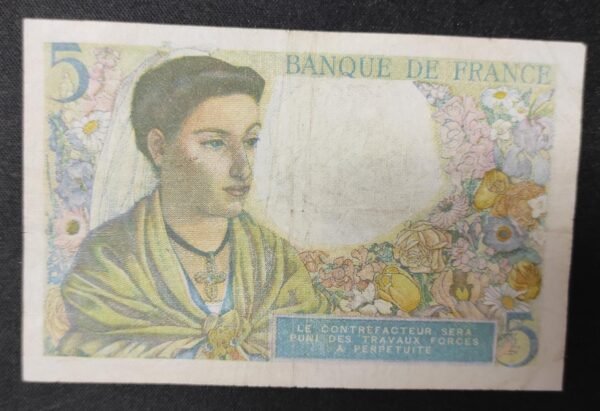 france billets de 5 francs berger du 25/11/1943 p.87 ref : f.05/04