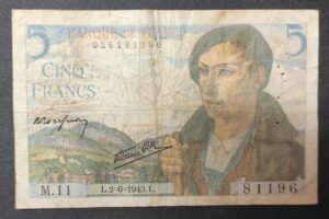 france billets de 5 francs berger du 02/06/1943 ref : f.05/01 1er date (copie) france billets de 5 francs berger du 02/06/1943 ref : f.05/01 1er date (copie)