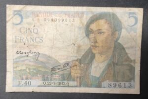 france billets de 5 francs berger du 22/07/1943 y.39 ref : f.05/02 (copie)