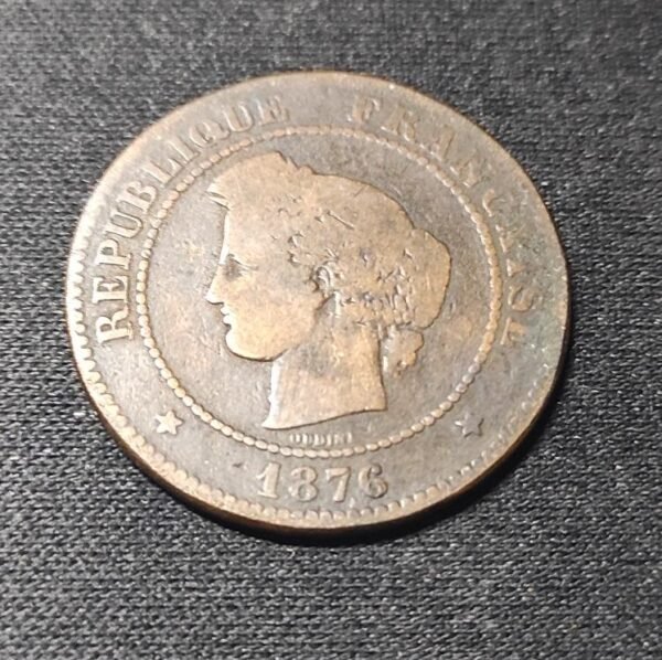 france pièce de 5 centimes cérès 1876 k