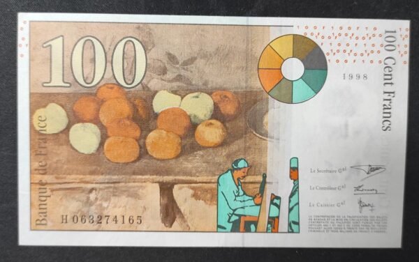 france billet de 100 francs cézanne de 1998 ref : f.74/02 neuf ( unc ) (copie)