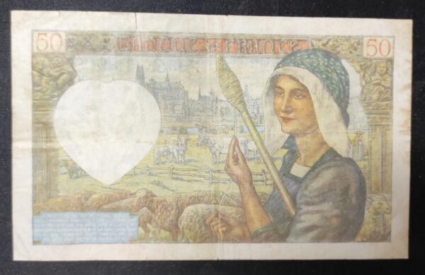 france billet de 50 francs jacques cœur du 18/12/1941 y.150 ref : f.19/17