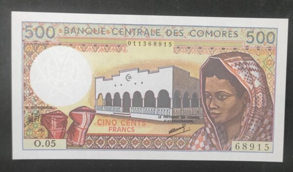 comores billet de 500 francs 1986 pick10 neuf ( unc )