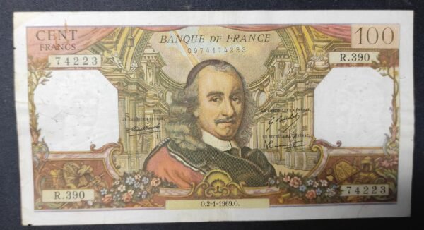 france billet de 100 francs corneille du 02/01/1969 r.390 ref f.65/25