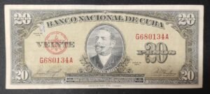 cuba billet de 20 pesos de 1958 pick 80b ttb