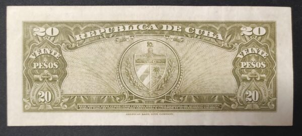 cuba billet de 20 pesos de 1958 pick 80b ttb
