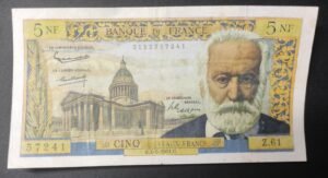 france billet de 5 nf victor hugo du 01/06/1961 z.61 ref : f.56/08