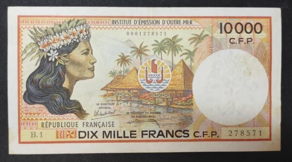 exceptionnel territoire français du pacifique billet de 10 000 francs ( ieom ) b.1 de 1985 !
