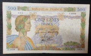 france billet de 500 francs la paix du 01/10/1942 f.6939 ref : f.32/41 ttb