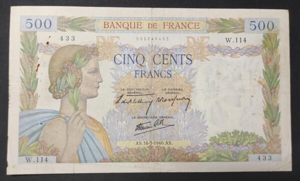 france billet de 500 francs la paix du 16/05/1940 y.224 ref : f.32/02 (copie)