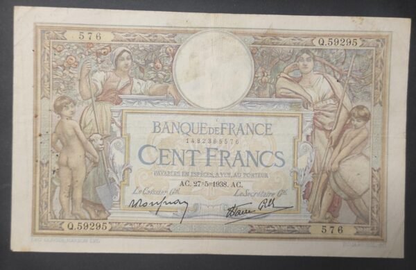 france billet de 100 francs luc olivier merson du 27/05/1938 q.59295 ref f.25/20