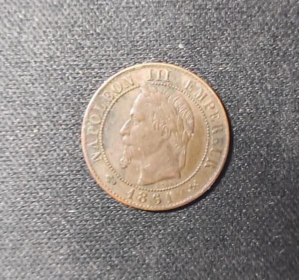 france rare 1 centime napoléon iii tète laurée 1861 k