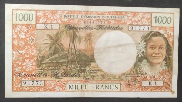 nouvelles hébrides billet de 1000 francs alphabet k.1 ( 1975 ) (copie)