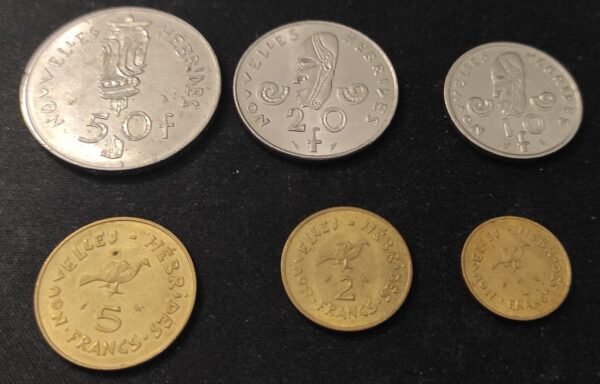 rare nouvelles hébrides lot de 6 pieces 50/20/10/5/2/1 franc ttb a sup !