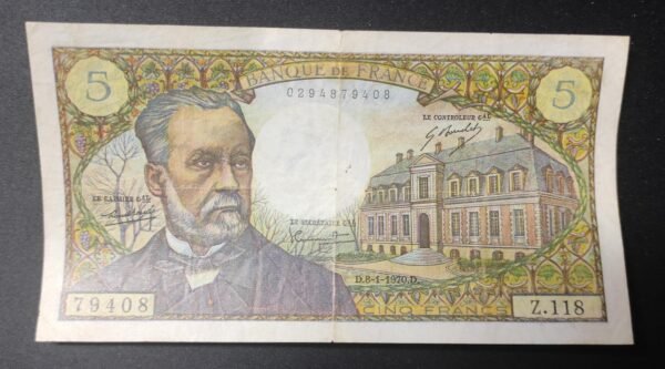 france billet de 5 francs pasteur du 08/01/1970 z.118 ref :f.61/12 dernière date
