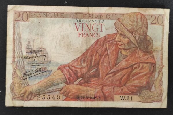france billet de 20 francs pécheur du 21/05/1942 s.21 ref : f.13/02 (copie)