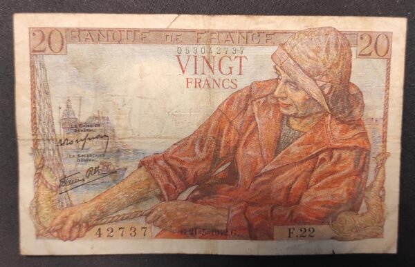 france billet de 20 francs pécheur du 21/05/1942 w.21 ref : f.13/02 (copie)