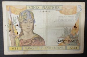 banque de l'indochine b5 piastres type ii 1931 km.148b banque de l'indochine b5 piastres type ii 1931 km.148b