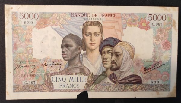 france billet de 5000 francs empire français du 08/03/1945 c.367 ref f.47/16