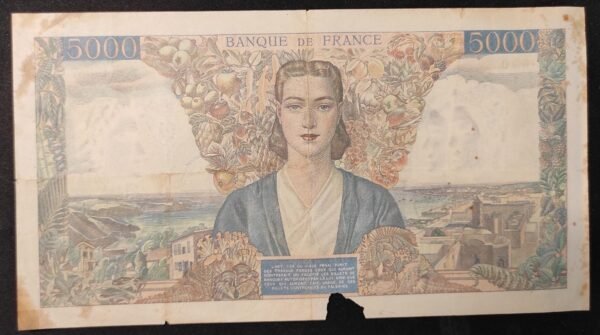 france billet de 5000 francs empire français du 08/03/1945 c.367 ref f.47/16